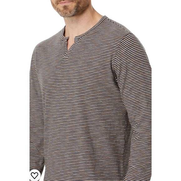 VINCE Mens Long Sleeve Shirt Large White Nightshade Slub Stripes Split Neck NWOT - Picture 3 of 14